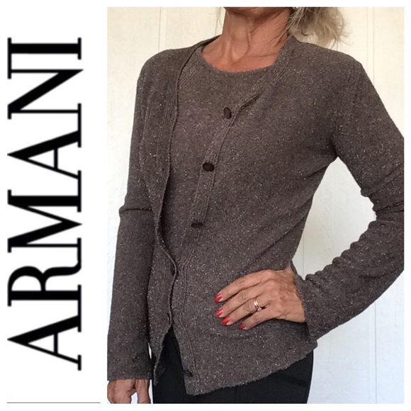 GIORGIO ARMANI SPARKLE SWEATER TWINSET CARDIGAN SIZE 4 - Picture 2 of 14